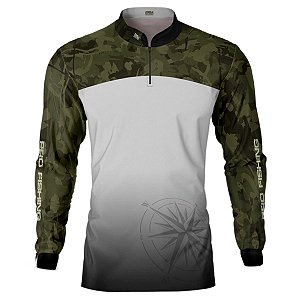 Camisa de Pesca BRK Compass Camo White com UV50 +