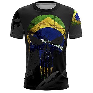 Camiseta Militar BRK Caveira Front Brasil com Proteção Solar UV50+