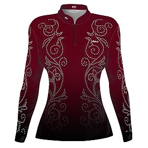 Camisa Country BRK Feminina Boiadeira Vinho com UV50 +