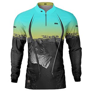 Camisa de Pesca BRK Gradient Tucunaré Azul com UV50 +