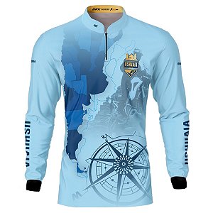 Camisa Motociclista Brk Expedição Ushuaia Azul Clara 2 com Uv50