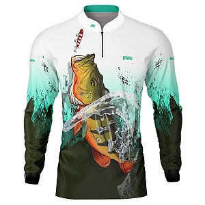 Camisa de Pesca BRK Verde com Branco Tucunaré com UV50 +