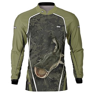 Camisa de Pesca BRK Piraíba Camuflada Verde com UV50 +