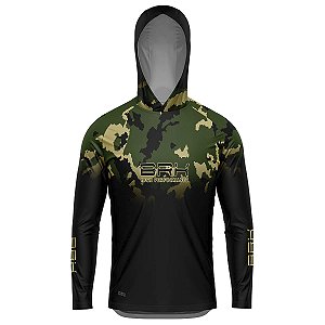 Camisa de Pesca com Capuz BRK Camuflado Verde com UV50 +