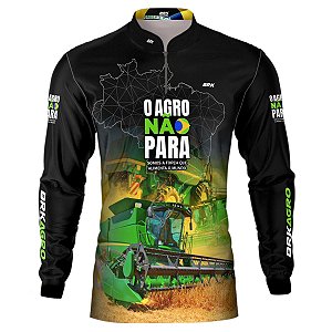 Camisa Agro BRK Preta Colheitadeira O Agro Não Para com UV50 +