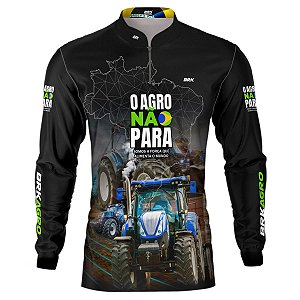 Camisa Agro BRK Preta O Agro Não Para Trator com UV50 +