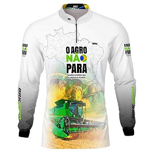 Camisa Agro BRK Branca O Agro Não Para 2.0 com UV50 +