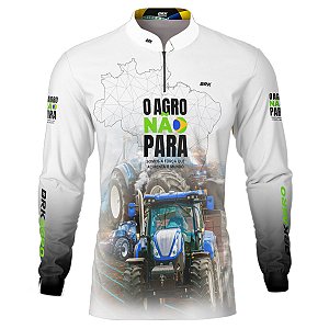 Camisa Agro BRK O Agro Não Para Branca com UV50 +