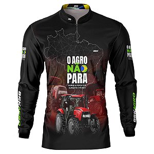 Camisa Agro BRK O Agro Não Para Preta e Vermelho com UV50 +