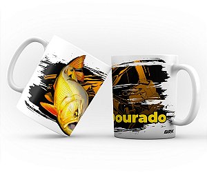 Caneca Porcelana P/Pescador BRK Dourado 325ml