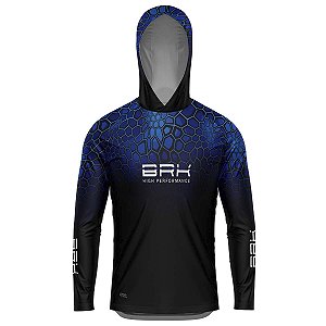 Camisa de Pesca com Capuz BRK Criptek Azul com UV50 +