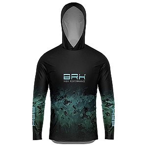 Camisa de Pesca com Capuz BRK Degradê Tucuna Azul com UV50 +