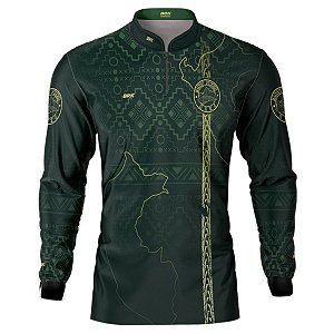 Camisa Motociclista BRK Verde Expedição Machu Picchu com UV50 +