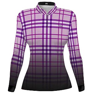 Camisa Country BRK Feminina Xadrez Rosa com UV50 +