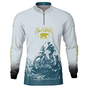 Camisa Motociclista BRK Branca Expedição Alasca com UV50 +