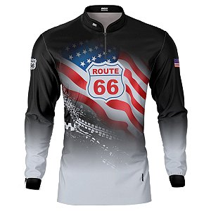 Camisa Motociclista BRK U.S Route 66 Estrada com UV50 +