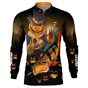 Camisa de Pesca BRK Halloween Pumpkin Tucuna Açu com UV50 +