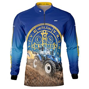 Camisa Agro Brk Trator São Bento Azul com UV50+