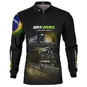 Camisa Agro Brk Preta Colheitadeira com UV50+