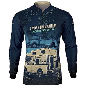 Camisa Off-Road BRK Caminhonete Motorhome Azul Com UV50+