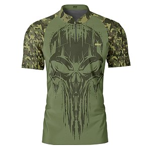 Camiseta Masculina Brk Militar Atirador Caveira Camo com Proteção Solar UV50+