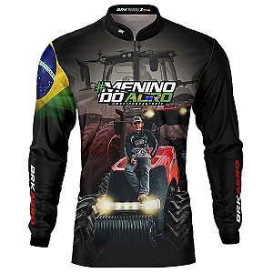 Camisa Agro BRK Menino do Agro Trator Vermelho com Uv50+