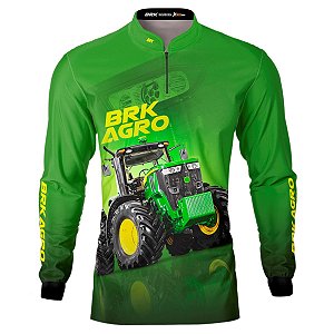 Camisa Agro BRK Trator Verde 7M com UV50+