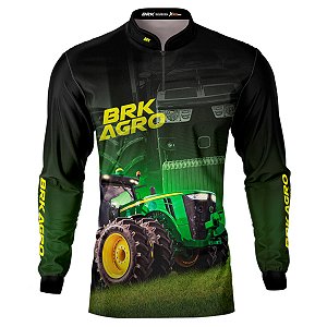 Camisa Agro BRK Trator 8250R Preta com UV50+