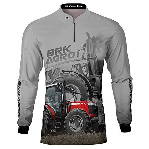 Camisa Agro BRK Trator 4707 Vermelho Clara com UV50+