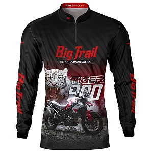 Camisa Motociclista BRK Tiger 900 Preta e Vermelha com UV50+