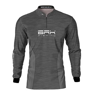 Camisa de Pesca BRK Fishing Cinza Mesclado com UV50+