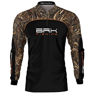 Camisa de Pesca BRK Preta Real Tree com Proteção UV50+