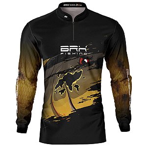 Camisa de Pesca Preta BRK Tucunaré Açu com Proteção UV50+