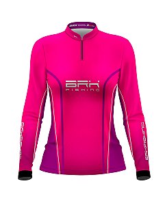 Camisa de Pesca Feminina BRK Fishing Rosa com Proteção UV50+