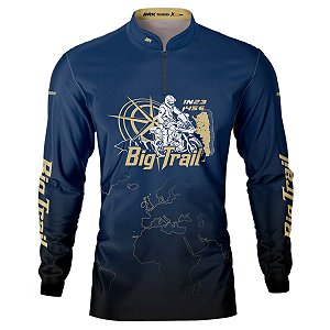 Camisa Motociclismo BRK Big Trail Expedição Argentina Azul Escuro UV50+