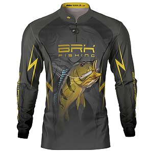 Camisa de Pesca BRK Cinza Tucunaré Vazorelli com UV50+