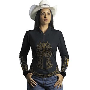 Camisa Agro Feminina  BRK Nossa Senhora Strass com UV50+