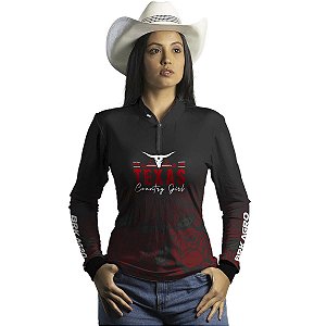 Camisa Agro BRK Texas Country Girl Preta com Proteção UV50+