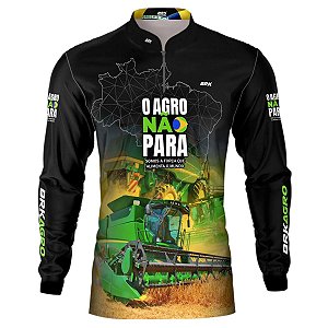 Camisa Agro Brk O Agro Não Para Trator Verde com Uv50