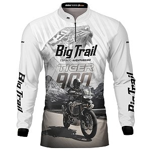 Camisa Motociclista BRK Tiger 900 Rally Pro Branca com UV50+