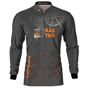 Camisa Motociclismo BRK Expedição Serra do Rio Rastro Laranja e Cinza com UV50+