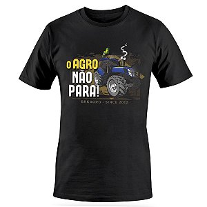 Camiseta Casual BRK O Agro Não para Trator em Algodão Egípcio