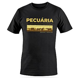 Camiseta Casual Agro BRK Pecuária Preta e Amarelo em Algodão Egípcio