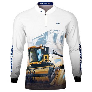 Camisa Agro BRK Branca Colheitadeira com Proteção UV50+