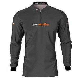 Camisa Motociclismo Cinza Básica BRK Motors com Proteção UV50+