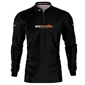 Camisa Motociclismo Preta Básica BRK Motors com Proteção UV50+