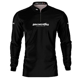 Camisa Motociclismo Preta Básica BRK Motors com Proteção UV50+