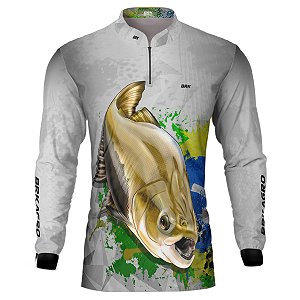 Camisa de Pesca BRK Tambaqui Brasil Branca com UV50 +