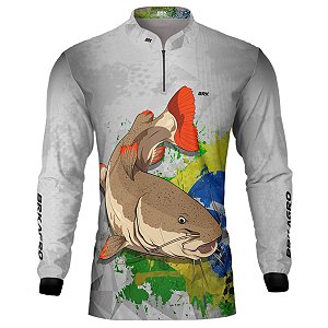 Camisa de Pesca BRK Branca Pirarara com Proteção UV50+