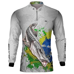 Camisa de Pesca BRK Branca Pintado com Proteção UV50+